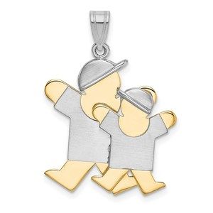Million Charms 14k Two-Tone Big Boy and Little Boy Engravable Charm
